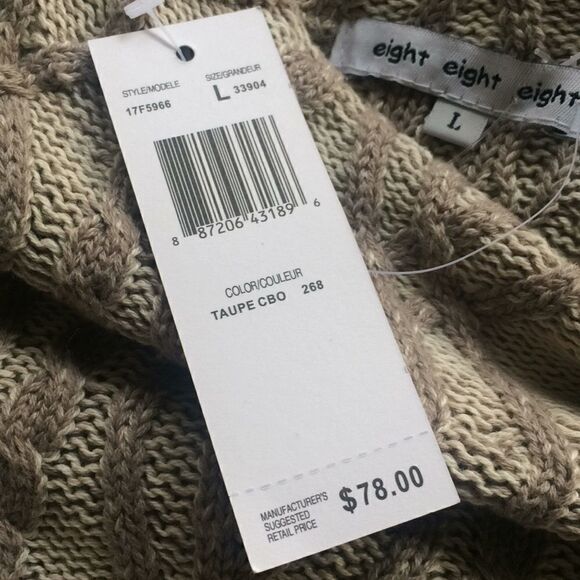 EightEightEight Cream Tan Pattern Cable Knit Sweater NEW - Picture 9 of 11